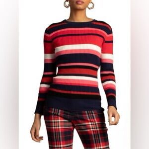Trina Turk Agent Striped Sweater Red Pink Women’s Size Large